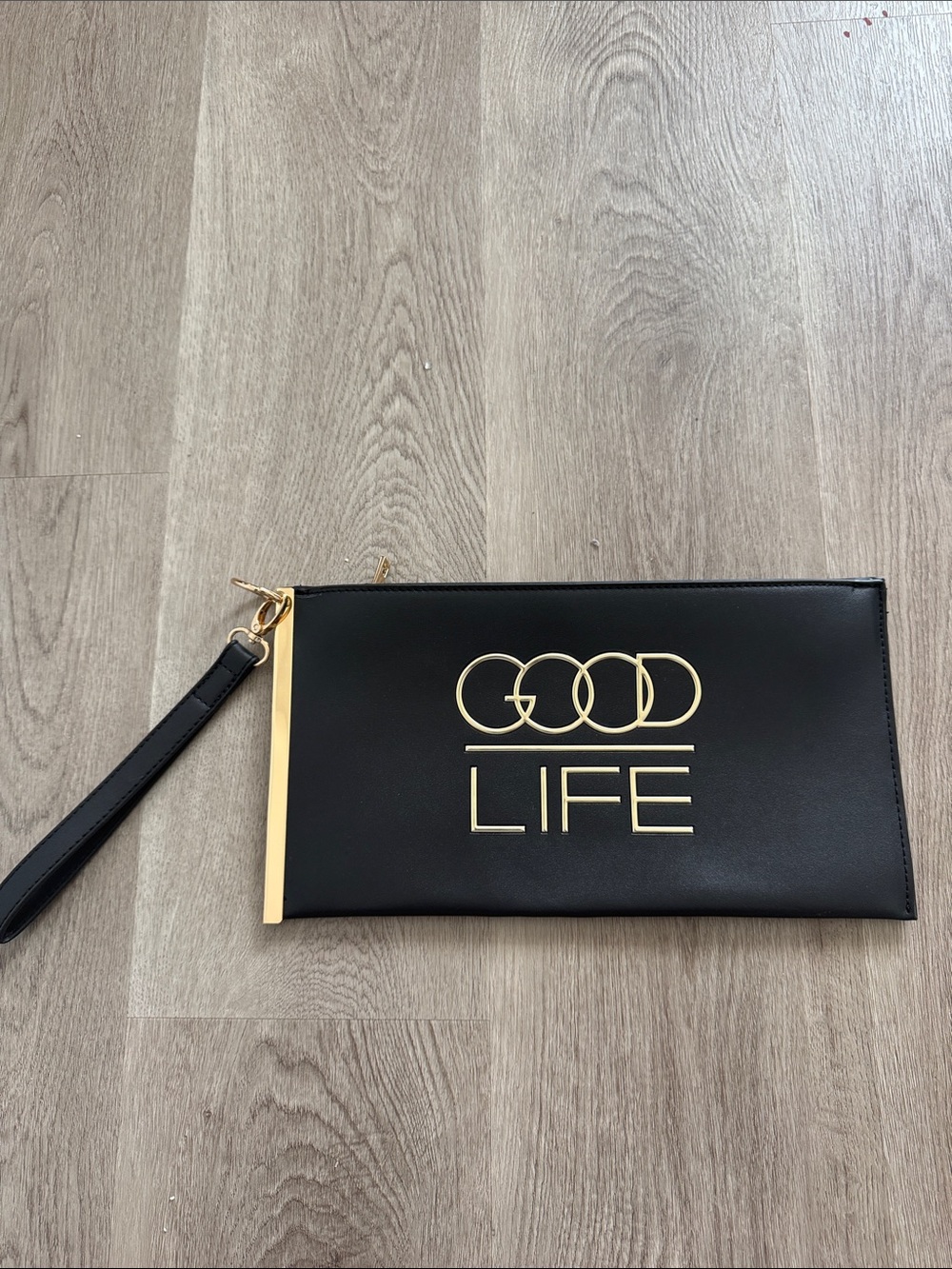 Good Life Black Wristlet Clutch with Gold Accent